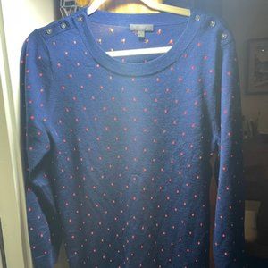 J.Crew Large Light Wool Sweater With Orange raised "buttons"